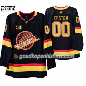 Vancouver Canucks Custom Flying Skate 50th Anniversary Adidas 2019-2020 Zwart Authentic Shirt - Kinderen